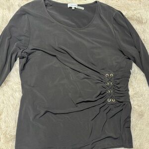 Calvin Klein Black Lace-Up 3/4 Sleeve Top - women’s XL
